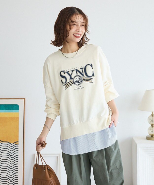 Green Parks アソートカレッジロゴ裏毛プルオーバー Ecru