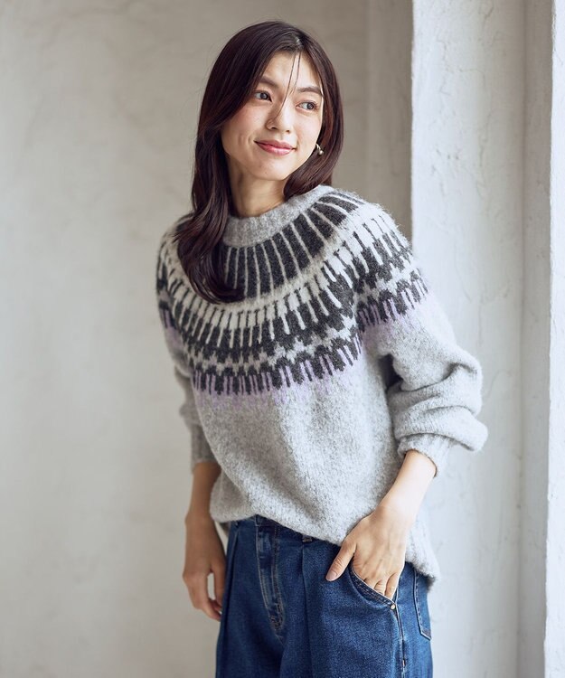 ANY ノルディックパターンニット ライトグレー