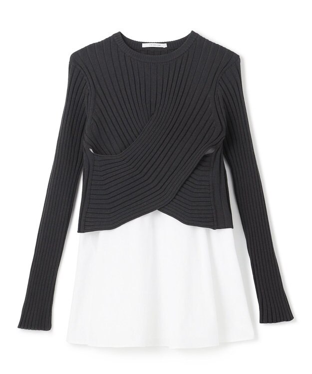 BEIGE， 【WEB限定】AMBRE / キャミ付きクロップドニット Charcoal