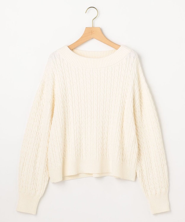 組曲 S 【加藤ローサさん着用】コットンカシミヤMIX ケーブル ニット アイボリー系