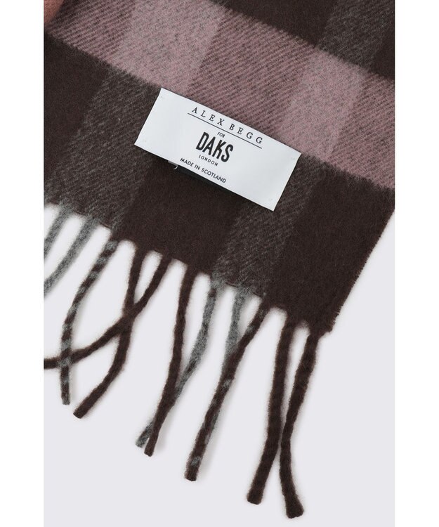 DAKS ウールチェックストール ブラウン