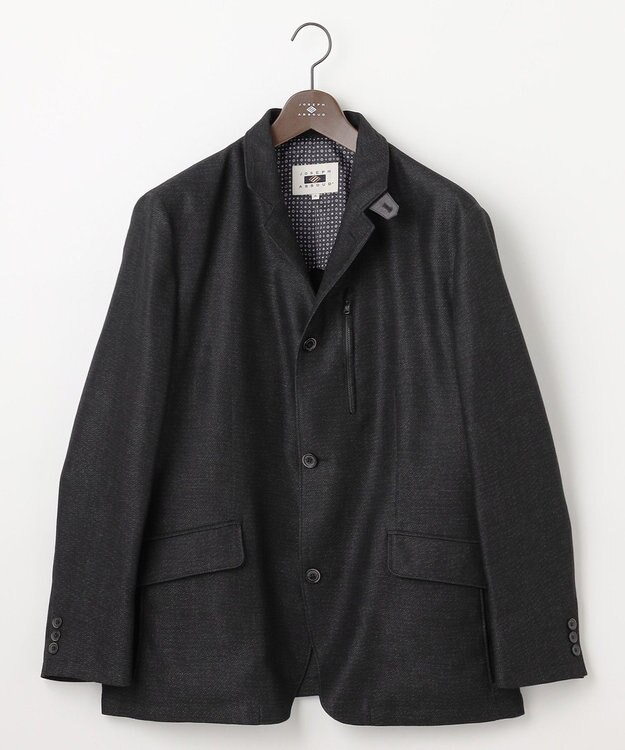 JOSEPH ABBOUD 【キングサイズ・清涼/軽量/ストレッチ/ソフト】プリントレノクロス コンバーチブル ジャケット グレー系