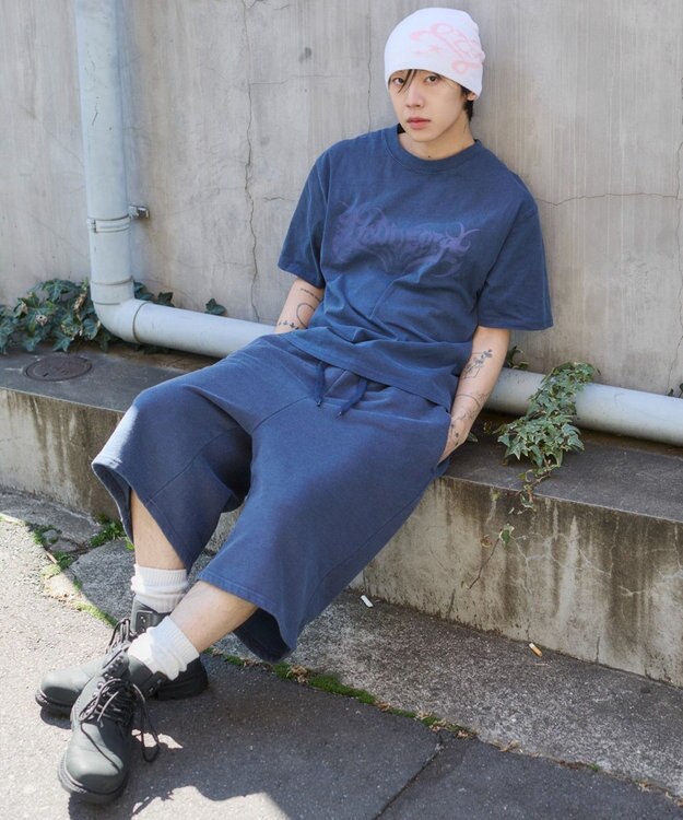 WEGO 【ユニセックス着用ITEM】ピグメントグラフィックT（SS） ネイビー