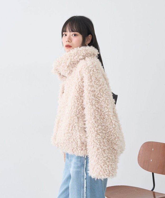 earth music&ecology プードルファーショートブルゾン Cream