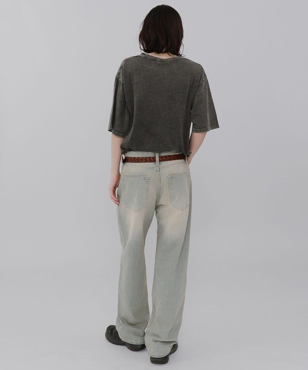 WEGO 【ウエスト調整可】ストレートデニムパンツ デニム淡加工色