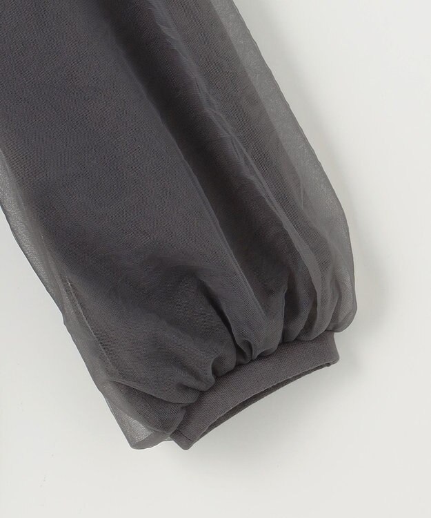 組曲 L ミニ裏毛チュールスリーブ カットソー チャコールグレー系