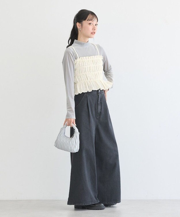 earth music&ecology スパンコールシャーリングビスチェ Ivory