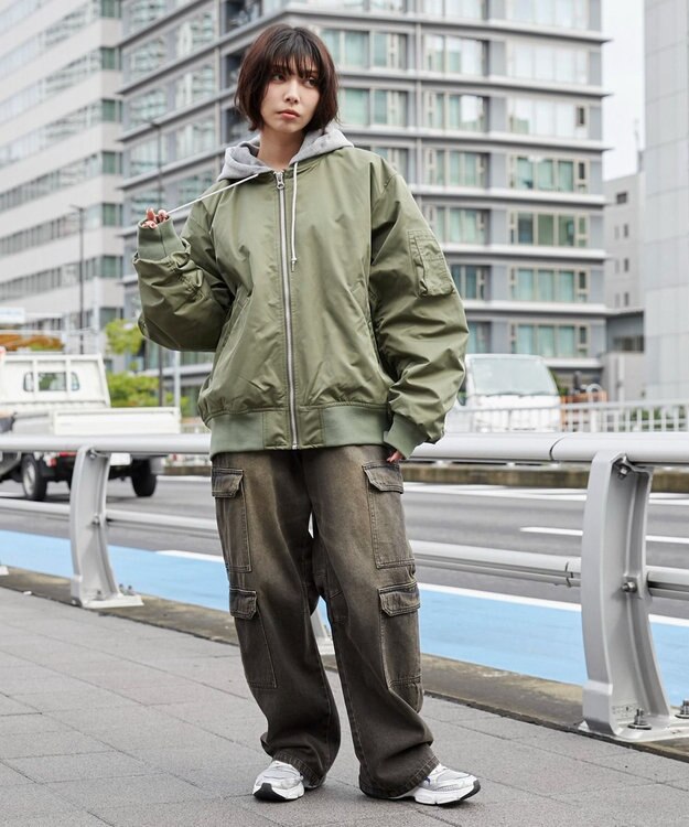 WEGO 【ユニセックス着用ITEM】パテッドフードMA－1 カーキ