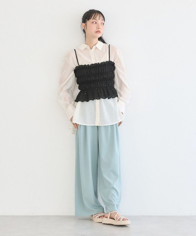 earth music&ecology スパンコールシャーリングビスチェ Black