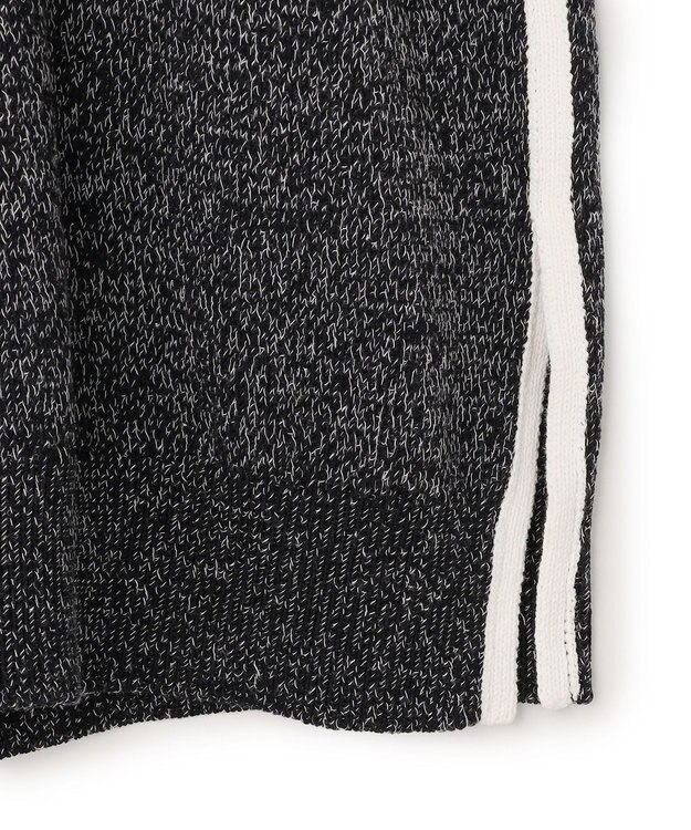 ICB L コットンツイスター クルーネックニット ブラック×オフホワイトミックス