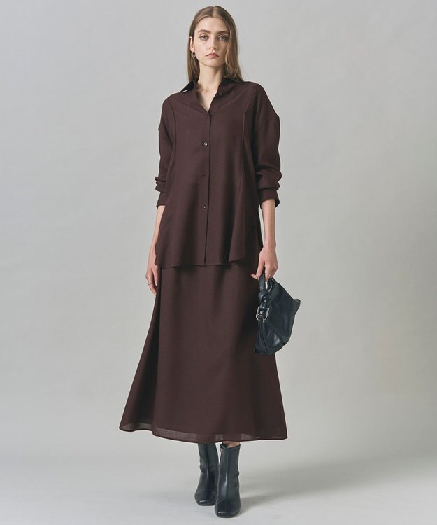 ICB L 【洗える】 シアービエラ デザインシャツ ダークブラウン系