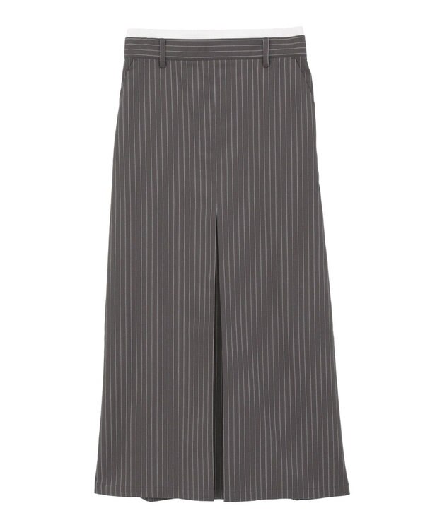 Green Parks ウエストレイヤーボックスプリーツスカート Charcoal Gray