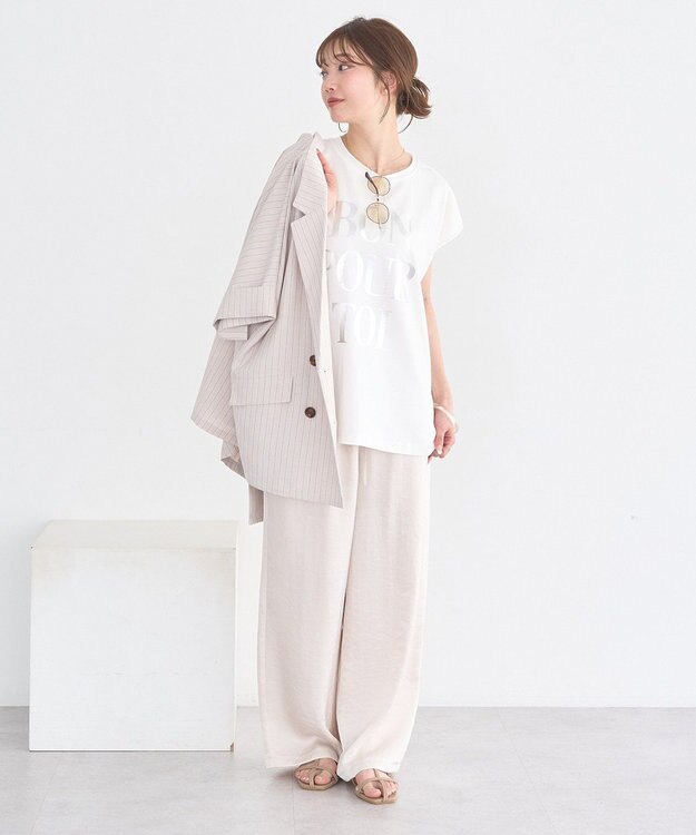 earth music&ecology サテンイージーパンツ Gray