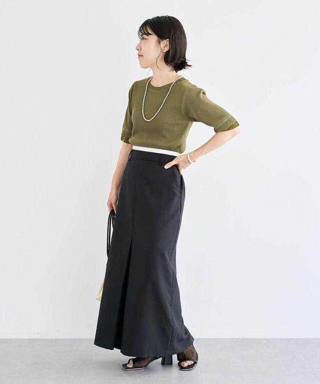 Green Parks ウエストレイヤーボックスプリーツスカート Black