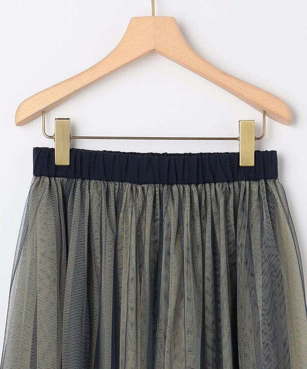 組曲 S リバーシブルチュール スカート グレイッシュネイビー×イエロー