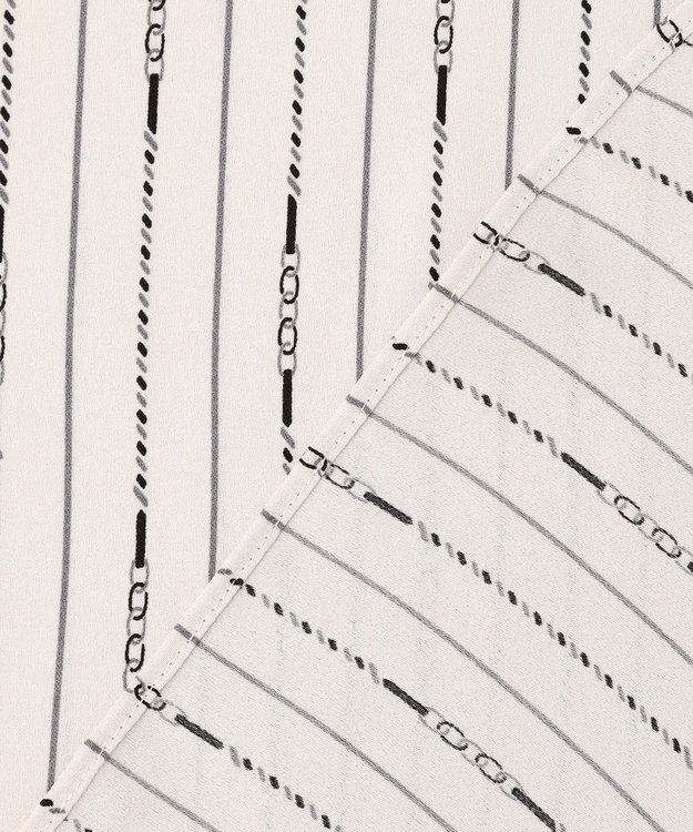 ICB 【新色追加・WEB限定カラーあり】BackSatinAmunzen バンドカラーブラウス トープベース×ストライプチェーン柄