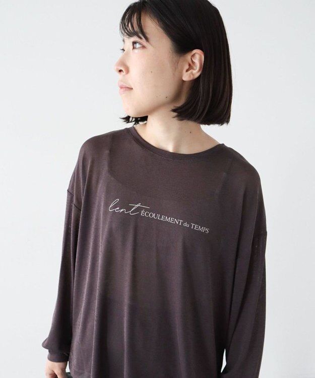 Green Parks シアーロゴ長袖プルオーバー Charcoal Gray