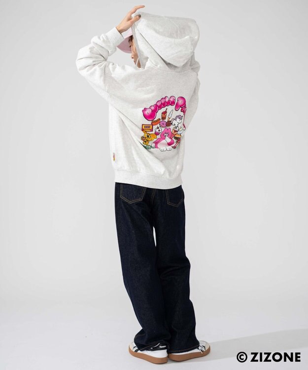 WEGO 【ユニセックス着用ITEM】別注ZIZONEグラフィックZIPパーカー アッシュグレー