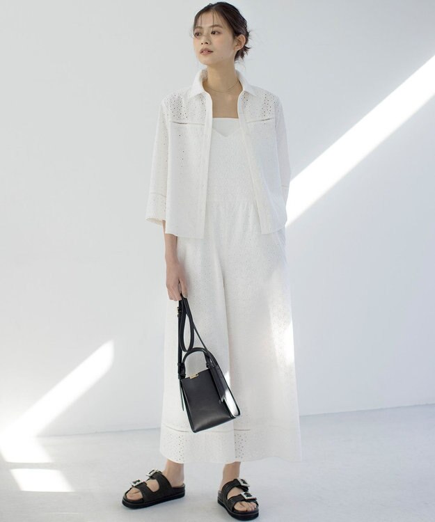 組曲 【WEB限定】エンブロイダリーレースサロペット アイボリー系