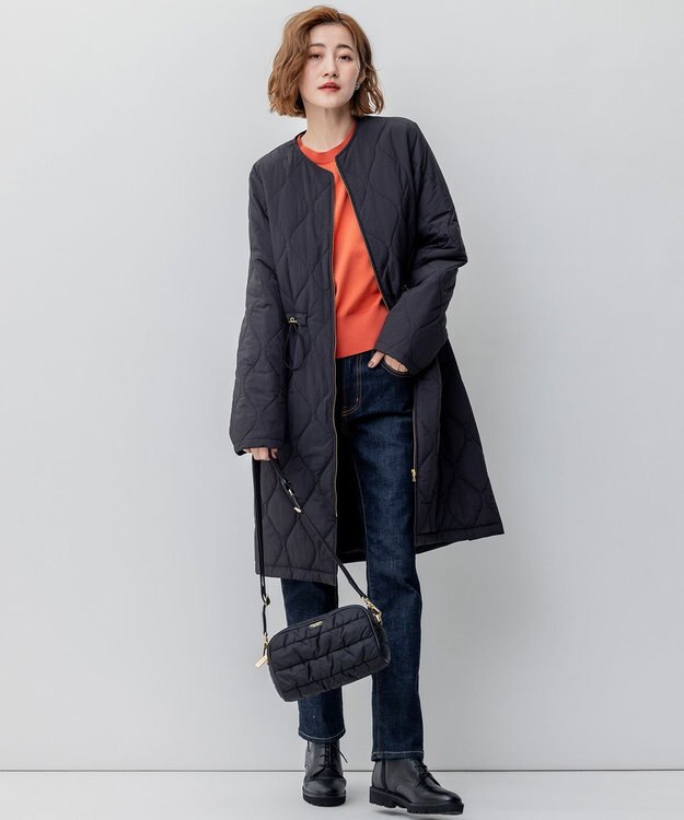 23区 【洗える】ウールコットンストレッチ ニット オレンジ系