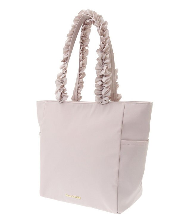 Maison de FLEUR 撥水加工フリルハンドルバッグ Grayish Pink