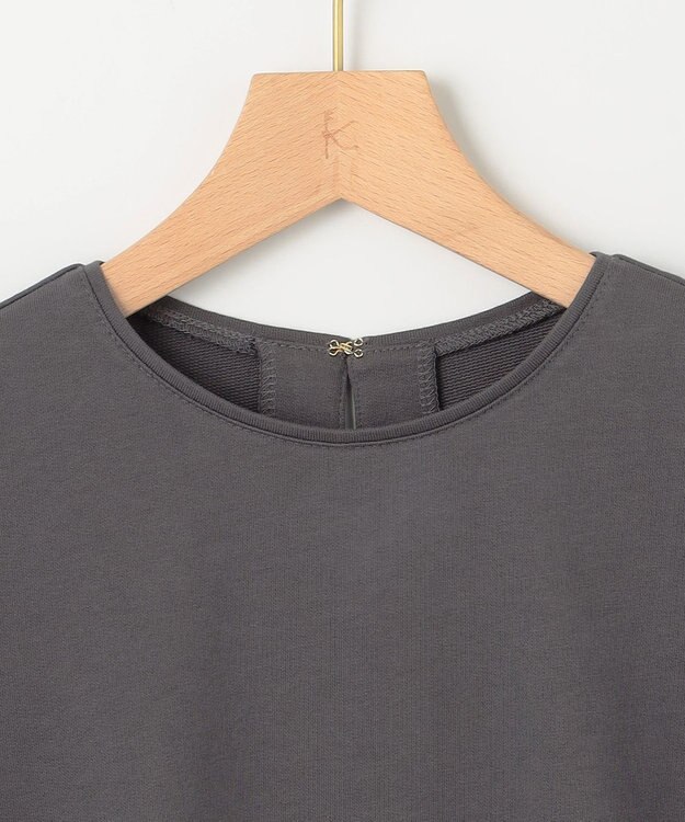 組曲 L ミニ裏毛チュールスリーブ カットソー チャコールグレー系