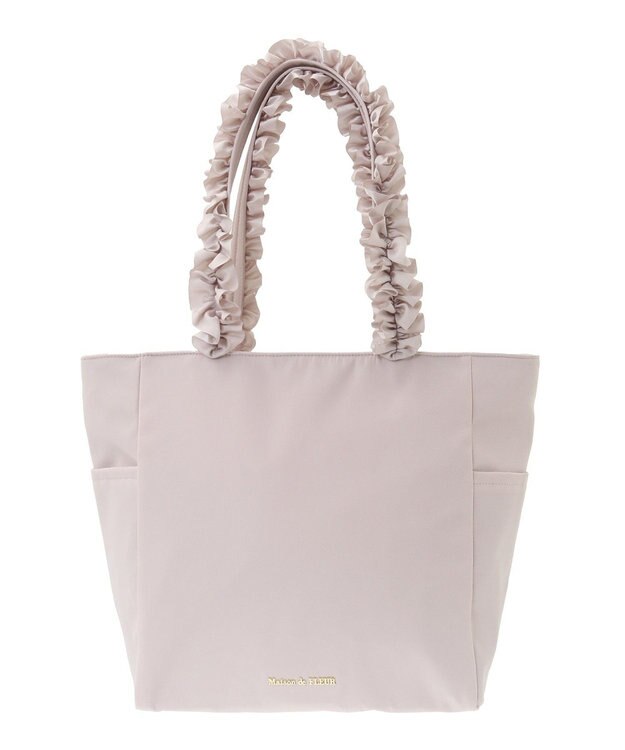 Maison de FLEUR 撥水加工フリルハンドルバッグ Grayish Pink