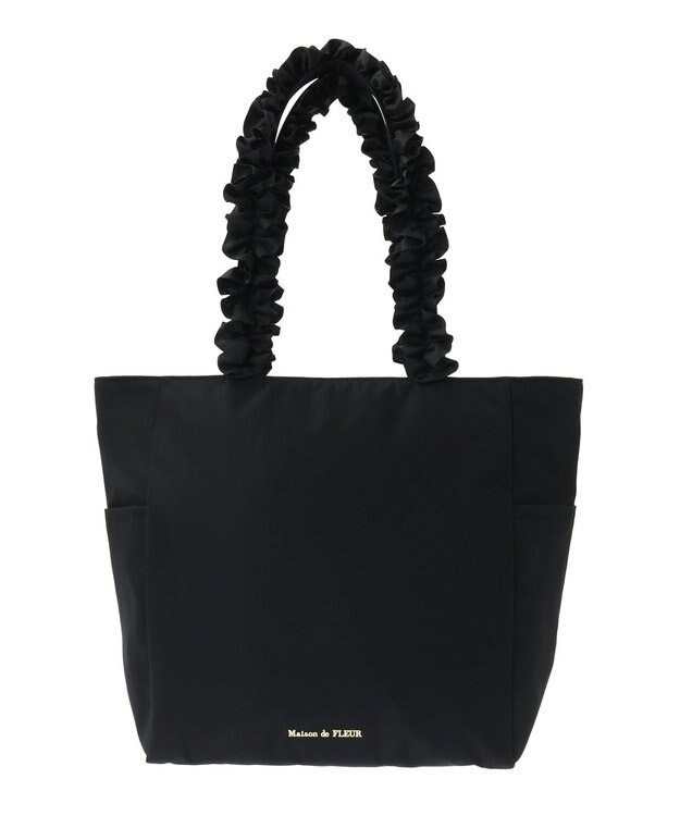 Maison de FLEUR 撥水加工フリルハンドルバッグ Black