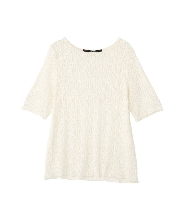 YECCA VECCA 5分袖レースシアートップス Ivory
