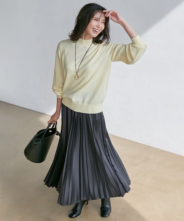 23区 S 【洗える】セミウーステッドウール パフスリーブ ニット イエロー系