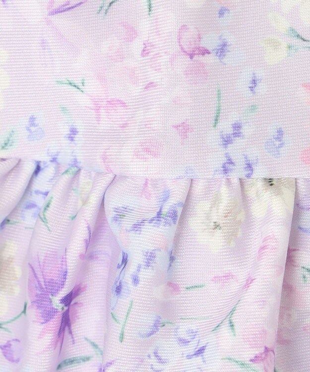 ANY KIDS ギンガムチェック×花柄セパレート水着 ラベンダーギンガム×花柄