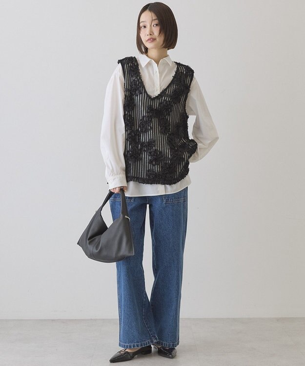 AMERICAN HOLIC 【選べる丈】Ｖネックレースベスト Black