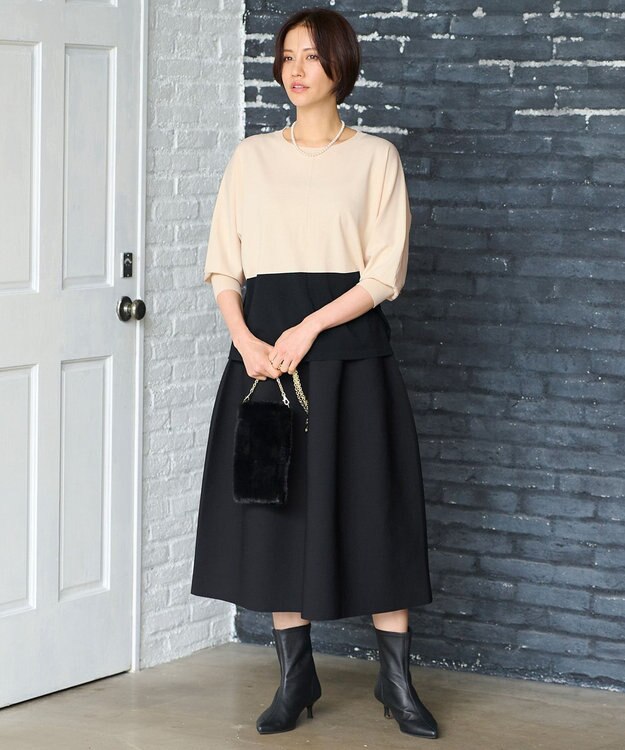 自由区 【洗える】ポリエステルホールガーメント スカート ブラック系