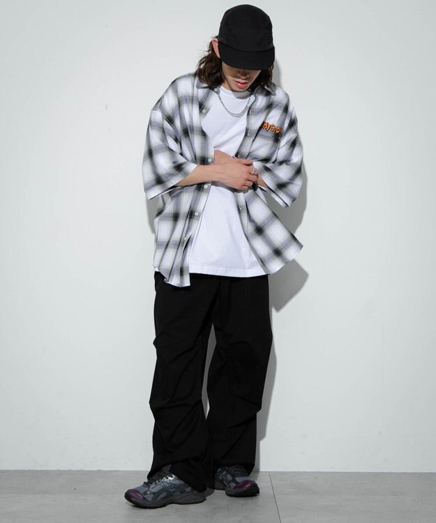 WEGO 【ユニセックス着用アイテム/綿100%/MLサイズ展開】別注NEW　JACKオンブレチェックシャツ（S） ホワイトチェック1