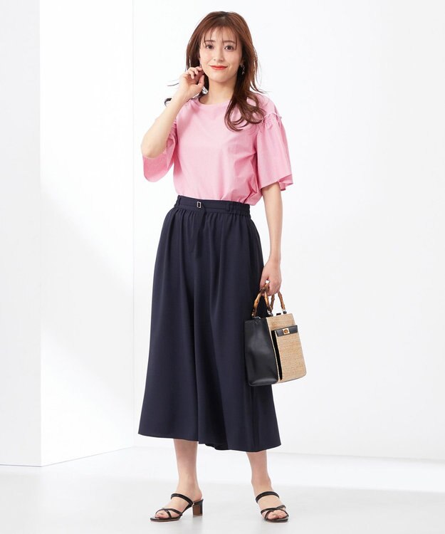 ANY SIS 【接触冷感＆UVカット】サラキレイワイド パンツ ネイビー