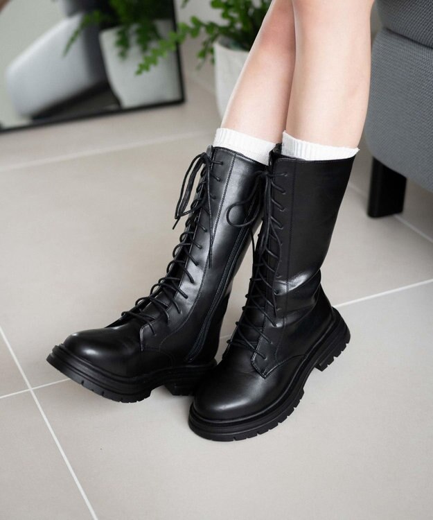 WEGO レースアップミドルブーツ ブラック