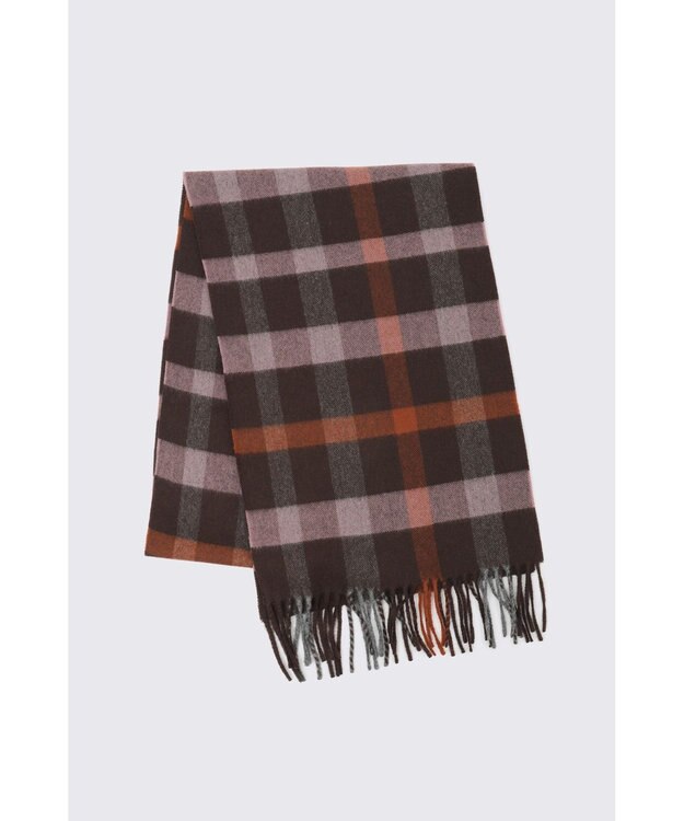 DAKS ウールチェックストール ブラウン