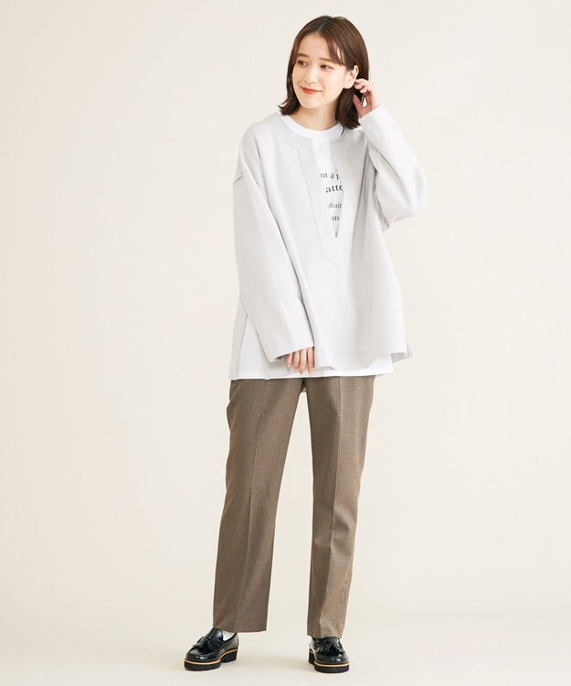 SHARE PARK LADIES 【洗える】TRストレートパンツ ブラウンチェック