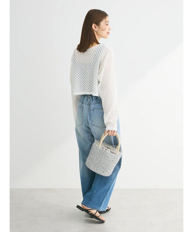 Green Parks ・ＥＬＥＮＣＡＲＥ　ＤＵＥ　２ｗａｙメッシュカーディガン Off White