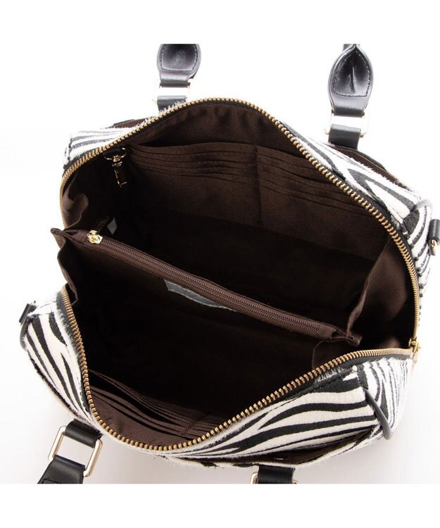 UNBILLION cachecache お財布ミニボストンバッグ ゼブラ