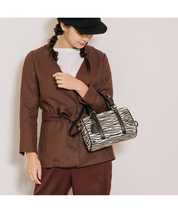 UNBILLION cachecache お財布ミニボストンバッグ ゼブラ