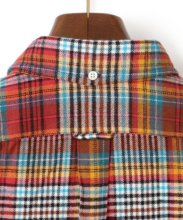 J.PRESS MEN 【KING SIZE】コットンネル マルチチェックシャツ/B.D レッド系3