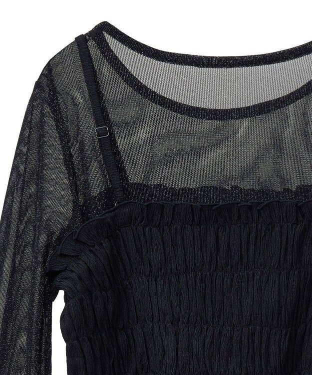 Green Parks ＳＥＴ２点　シャーリングビスチェ＋メッシュインナー Black