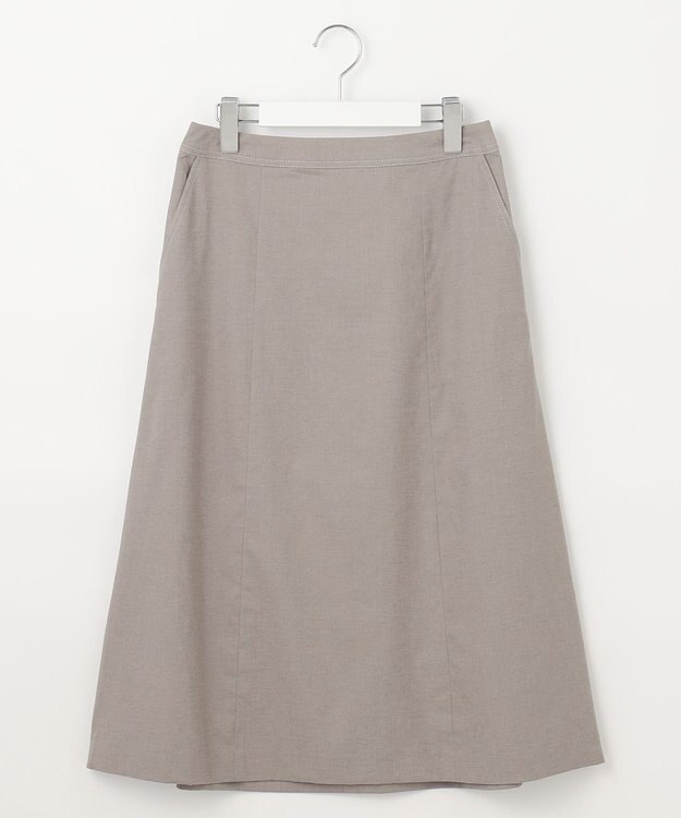 J.PRESS LADIES S 【洗える】麻ポリエステルストレッチ スカート モカシャンブレー系