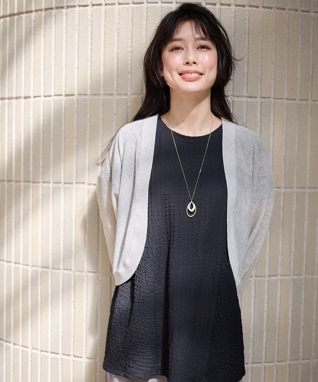 ANY 【洗濯機可/接触冷感/アンチピリング】シアーニットボレロカーディガン トップグレー