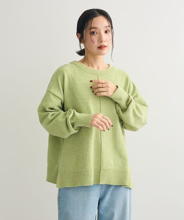 Green Parks ベロアモールリラックスサイズニットプルオーバー Green