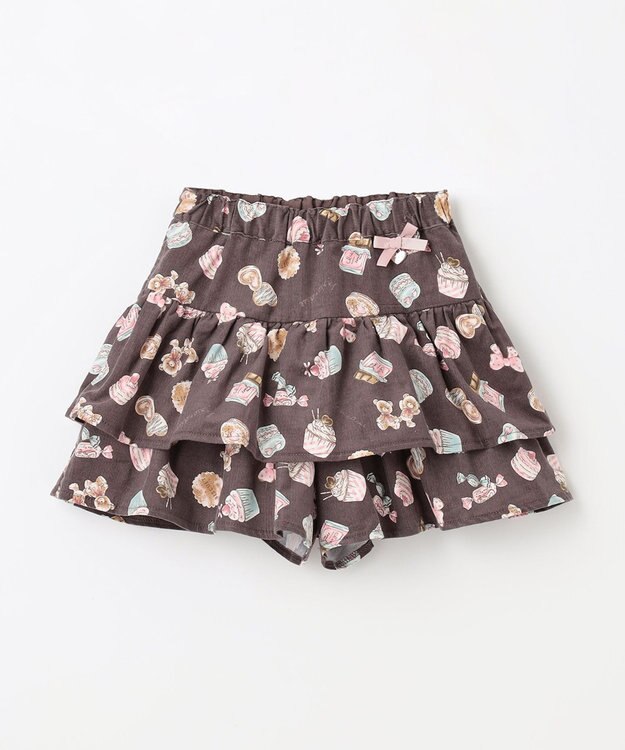 ANY KIDS スイーツ プリント キュロット ブラウン系