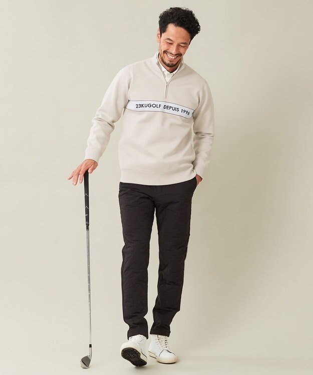 23区GOLF 【MEN】【吸水速乾・UVケア】ハニカムカノコ 長袖ポロシャツ ホワイト系