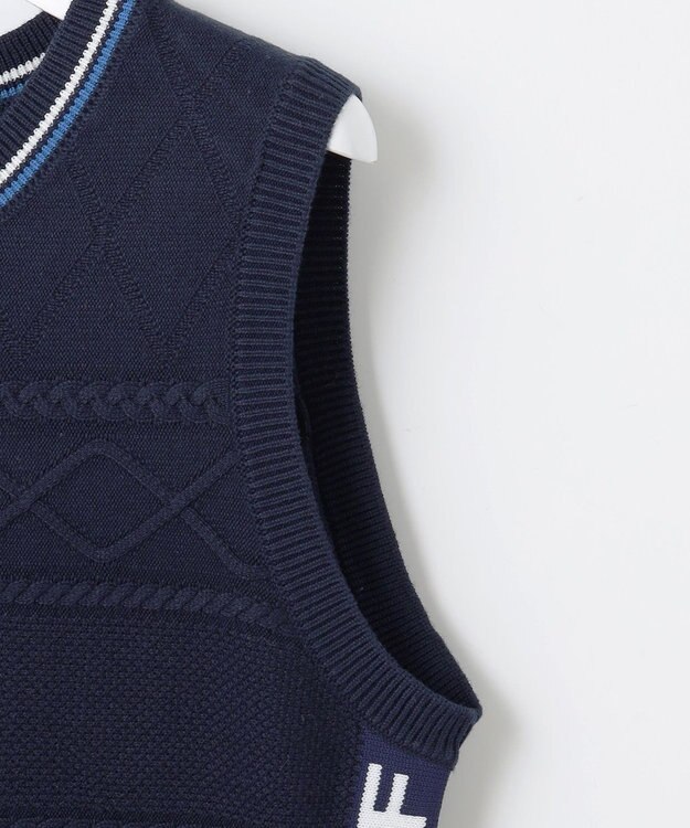 23区GOLF 【WOMEN】【ウォッシャブル】コットンブレンドサイドロゴベスト ネイビー系