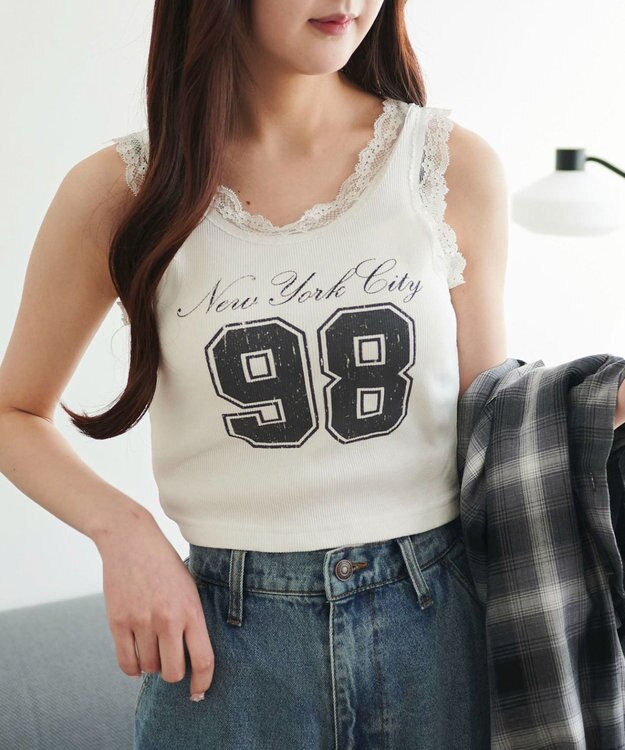 WEGO グラフィックレースタンク ホワイト